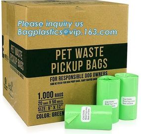 biodegradable plastic pet cat dog waste bag drawstring dog poop bag leak-proof pick up bag, Refill and Leash Clip Degrad supplier