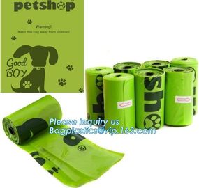 biodegradable plastic pet cat dog waste bag drawstring dog poop bag leak-proof pick up bag, Refill and Leash Clip Degrad supplier