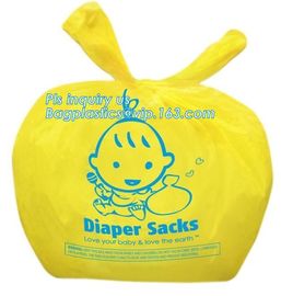 Nappy Sacks, Biodegradable Compostable Scented High Quality HDPE Plastic Baby Nappy Sacks Baby Diaper Bags with Tie Hand supplier