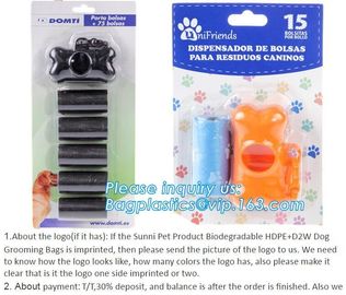 LED Flashlight Dog Waste Bag Dispenser Holder with Pet Waste Bag Poop Roll Bags, BPI ASTM D6400 EN13432 Approval Customi supplier