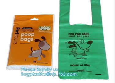 Eco friendly pet dog waste poop shit bag, Pet supply biodegradable one-time dog waste bag, bags holder for pet dog poop supplier