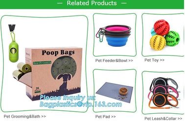 LED Flashlight Dog Waste Bag Dispenser Holder with Pet Waste Bag Poop Roll Bags, BPI ASTM D6400 EN13432 Approval Customi supplier