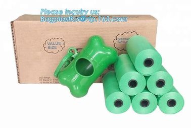 LED Flashlight Dog Waste Bag Dispenser Holder with Pet Waste Bag Poop Roll Bags, BPI ASTM D6400 EN13432 Approval Customi supplier