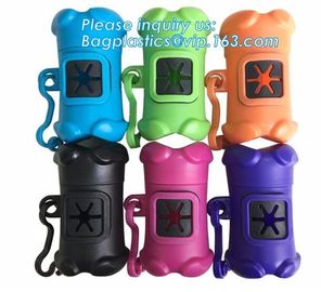 LED Flashlight Dog Waste Bag Dispenser Holder with Pet Waste Bag Poop Roll Bags, BPI ASTM D6400 EN13432 Approval Customi supplier