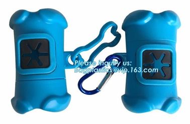 LED Flashlight Dog Waste Bag Dispenser Holder with Pet Waste Bag Poop Roll Bags, BPI ASTM D6400 EN13432 Approval Customi supplier
