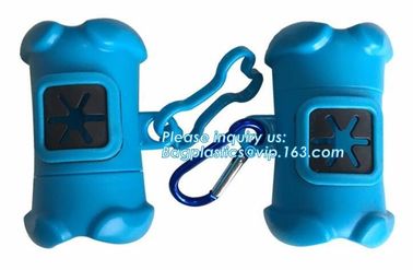 LED Flashlight Dog Waste Bag Dispenser Holder with Pet Waste Bag Poop Roll Bags, BPI ASTM D6400 EN13432 Approval Customi supplier