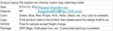 LED Flashlight Dog Waste Bag Dispenser Holder with Pet Waste Bag Poop Roll Bags, BPI ASTM D6400 EN13432 Approval Customi supplier