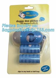 LED Flashlight Dog Waste Bag Dispenser Holder with Pet Waste Bag Poop Roll Bags, BPI ASTM D6400 EN13432 Approval Customi supplier