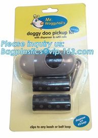 LED Flashlight Dog Waste Bag Dispenser Holder with Pet Waste Bag Poop Roll Bags, BPI ASTM D6400 EN13432 Approval Customi supplier