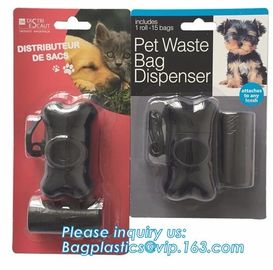 LED Flashlight Dog Waste Bag Dispenser Holder with Pet Waste Bag Poop Roll Bags, BPI ASTM D6400 EN13432 Approval Customi supplier