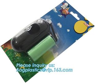 LED Flashlight Dog Waste Bag Dispenser Holder with Pet Waste Bag Poop Roll Bags, BPI ASTM D6400 EN13432 Approval Customi supplier