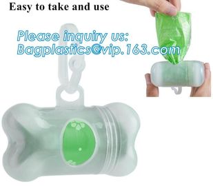 LED Flashlight Dog Waste Bag Dispenser Holder with Pet Waste Bag Poop Roll Bags, BPI ASTM D6400 EN13432 Approval Customi supplier