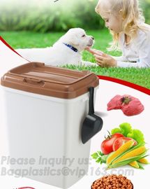 China Supplier Pets Accessories Dog Treat Jars Food Storage Container With Wheels, 5KG/10KG Promotion Plastic Pet Food S supplier