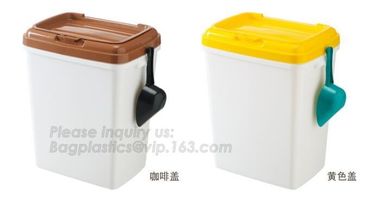 BPA free pet food storage container with wheels, Promotion Plastic Pet Food Storage Container With Bowl container, treat supplier