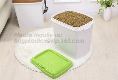 BPA free pet food storage container with wheels, Promotion Plastic Pet Food Storage Container With Bowl container, treat supplier