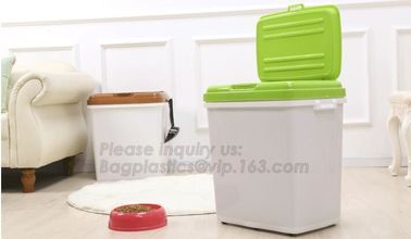 Promotion Eco-friendly Plastic Scoop Pet Dog Food Storage Container, pet food container,dog treat jar with gold bone cov supplier