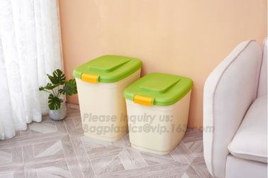 China Supplier Pets Accessories Dog Treat Jars Food Storage Container With Wheels, 5KG/10KG Promotion Plastic Pet Food S supplier