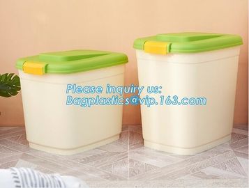 wheelie plastic airtight set 3-piece pet food container, 20KG 53L pet food pp plastic box container for storage, bagease supplier