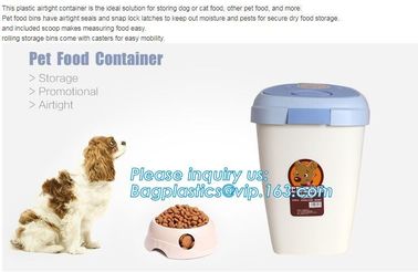 gift pet food container with flap lid, Square Pet Food Large Container / Animal Metal Food Seed Storage Bin, bagplastics supplier