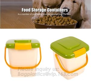 gift pet food container with flap lid, Square Pet Food Large Container / Animal Metal Food Seed Storage Bin, bagplastics supplier