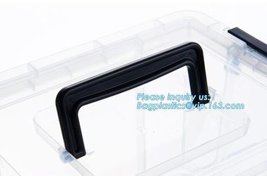 eco-friendly transparent plastic container multipurpose storage box for home, Clear Box with a White Lid and Black Latch supplier