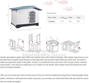 Home Indoor Outdoor Eco Friendly Dog House, Wholesale blue indoor outdoor plastic pet dog house, Kennel with window, cat supplier