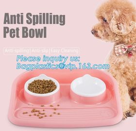 Double stainless steel dog bowl pet cat feeder water food dog bowl, No-Spill and Non-Skid Stainless Steel Pet Bowls Dog supplier