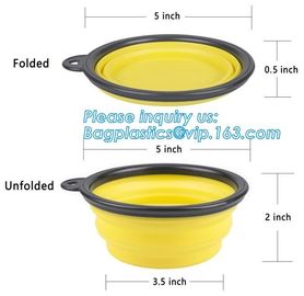 Top selling 350/750/1000/1500ml Foldable Pet Food Water Feeding Portable Travel Collapsible Dog Silicone Bowl, bagease supplier