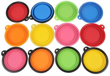 Wholesale Silicone Portable Food Grade Unbreakable Stocked Colorful Collapsible Pet Dog Bowl With Hook, Portable Foldabl supplier