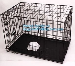 Scratch Resistant and Bite Resistant Bold Foldable Pet Wire Dog Kennels Cages, Folding Steel Dog Cages With Plastic Tray supplier