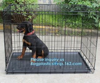 Scratch Resistant and Bite Resistant Bold Foldable Pet Wire Dog Kennels Cages, Folding Steel Dog Cages With Plastic Tray supplier