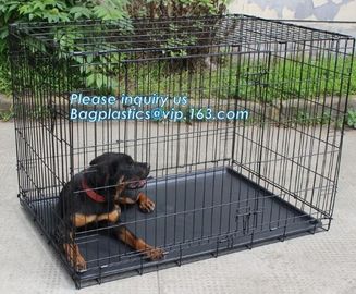 Scratch Resistant and Bite Resistant Bold Foldable Pet Wire Dog Kennels Cages, Folding Steel Dog Cages With Plastic Tray supplier