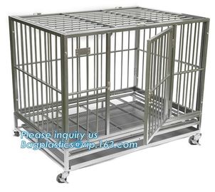 Full Size Outdoor Kennel Collapsible Portable Puppy Carrier Removable Tray Pet Crate Metal Dog Cage, stainless steel lar supplier