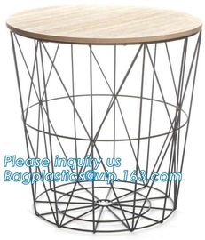 Commercial use stylish marble top metal wire square coffee table, Steel wire coffee table, high end solid wood table top supplier