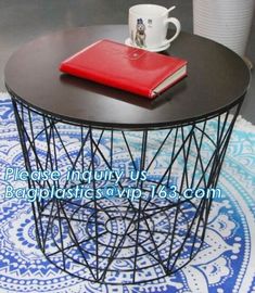 Commercial use stylish marble top metal wire square coffee table, Steel wire coffee table, high end solid wood table top supplier