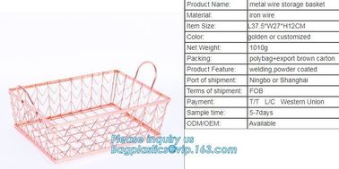 Metal Wire storage basket,rose gold metal wire storage basket for kitchen bathroom office, metal chicken wire storage ba supplier