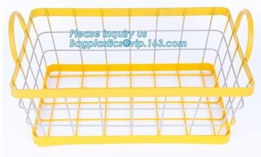 Home Storage Used Round Shaped Metal Mesh Wire Kitchen Basket, Kitchen metal gold wire rectangular vegetable fruit stack supplier