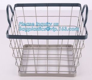 supermarket custom oblong wire metal storage baskets, Rose-Gold Fruit Baskets Storage Baskets Metal Wire Baskets, wire supplier