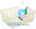 metal wire storage basket with tray in whole sale lowest MOQ sale even just buy 1 set, Kitchen storage Rose gold wire me supplier