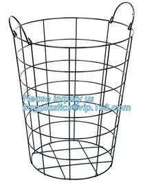 Customized Wire Diameter Stock Pot Cooking Wire Mesh Metal Storage Basket, Industrial Metal Wire Storage Basket With Han supplier