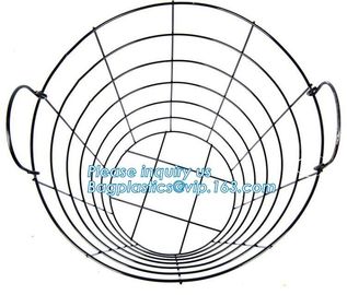 Customized Wire Diameter Stock Pot Cooking Wire Mesh Metal Storage Basket, Industrial Metal Wire Storage Basket With Han supplier