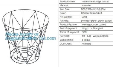 Customized Wire Diameter Stock Pot Cooking Wire Mesh Metal Storage Basket, Industrial Metal Wire Storage Basket With Han supplier