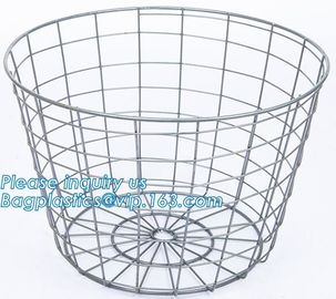 decorative laundry metal wire material storage basket, Vintage Metal Chicken Wire Removable Fabric Hanging Storage Baske supplier