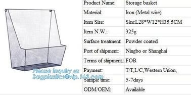 New Design Office Black Wire Mesh Baskets with Magnets, Flat Storage Baskets, Metal Wire 3 Tier Wall Mounted Kitchen Fru supplier