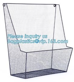 New Design Office Black Wire Mesh Baskets with Magnets, Flat Storage Baskets, Metal Wire 3 Tier Wall Mounted Kitchen Fru supplier