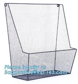 New Design Office Black Wire Mesh Baskets with Magnets, Flat Storage Baskets, Metal Wire 3 Tier Wall Mounted Kitchen Fru supplier