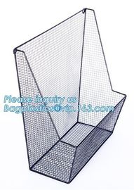 New Design Office Black Wire Mesh Baskets with Magnets, Flat Storage Baskets, Metal Wire 3 Tier Wall Mounted Kitchen Fru supplier