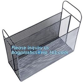 Metal wire magazine office document file holder storage shelf organizer basket, office home organizer tabletop desk top supplier