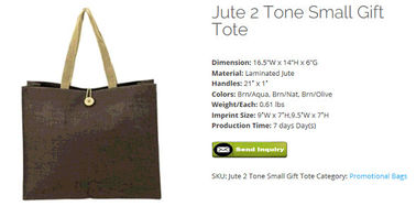 promotional bags, gift tote, jute 2 tone tote, sreen print /hot transfer/offset print, full colors CMYK, pantone or PMS supplier