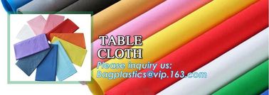 Disposable tnt pp spunbond non woven table cloth, modern luxury restaurant dining used non woven long teal pvc plastic t supplier